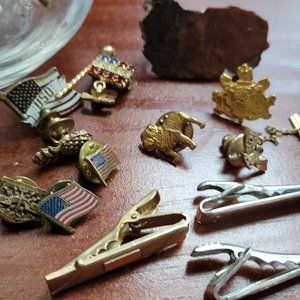 Mens Jewelry Lot Destash Tie Clips Mack Truck Patriotic
